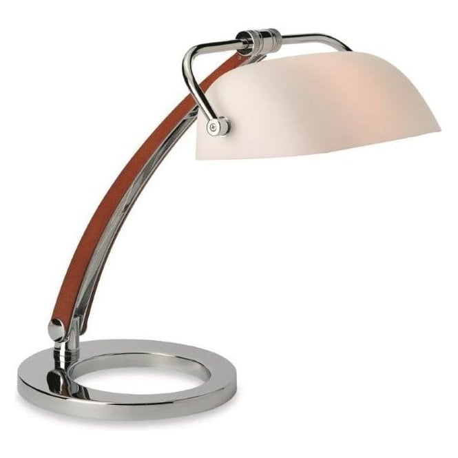 Chrome Desk Lamp With Wood Trim