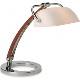 Chrome Desk Lamp With Wood Trim