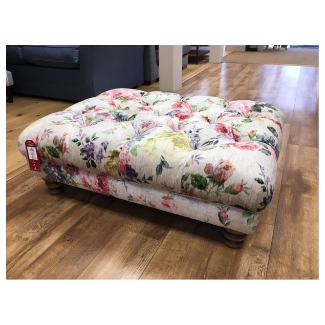 Buttoned Patterned Stool Ex-Display Wade deep buttoned floral footstool by Home of the Sofa
